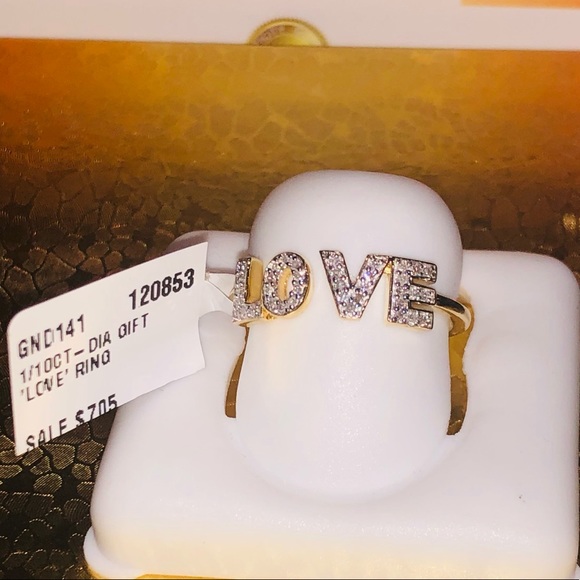 10k solid gold real diamond Love ring for women, Not Plated! free Appraisal sale - Picture 7 of 11